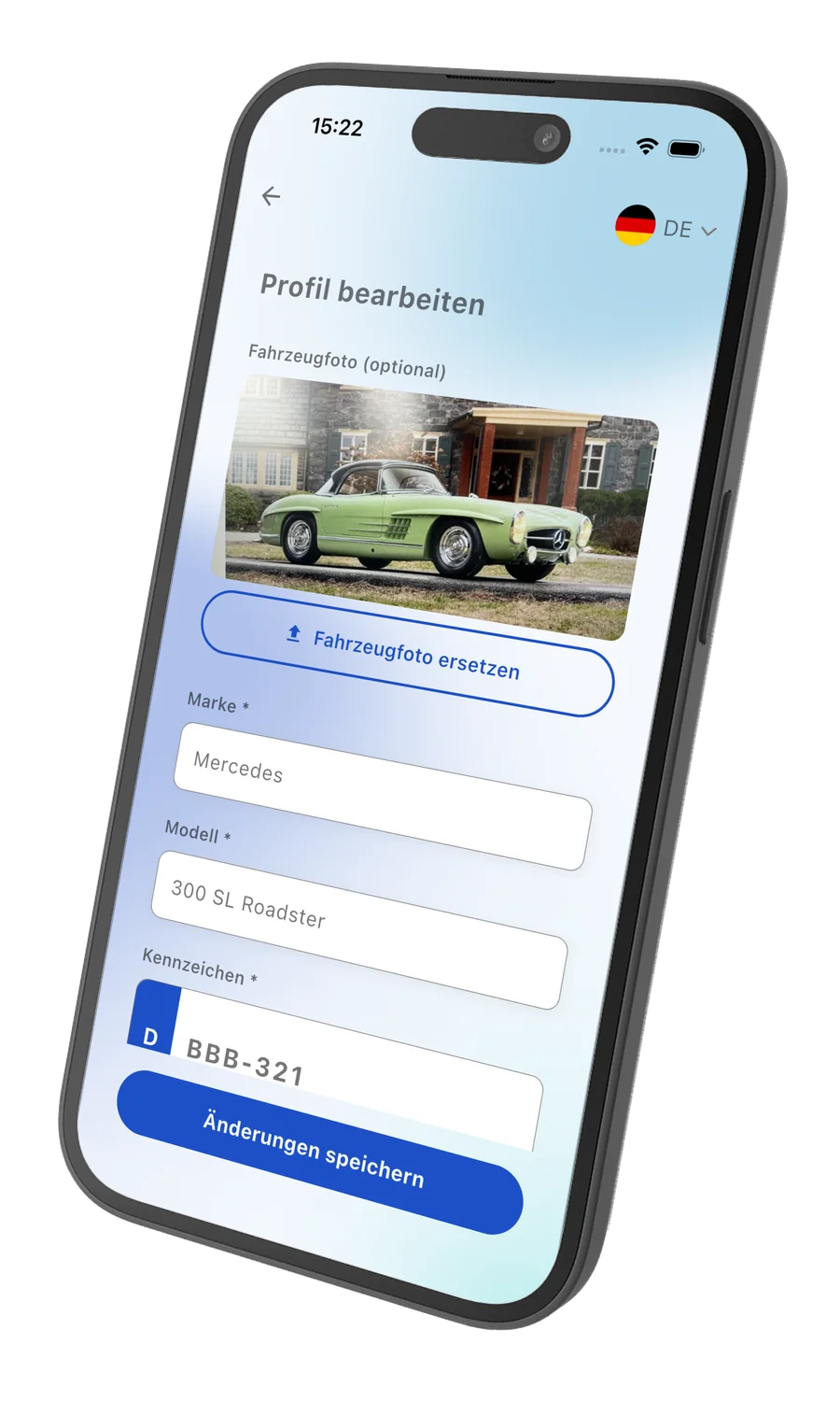 Unfallerfasser App auf dem Smartphone
