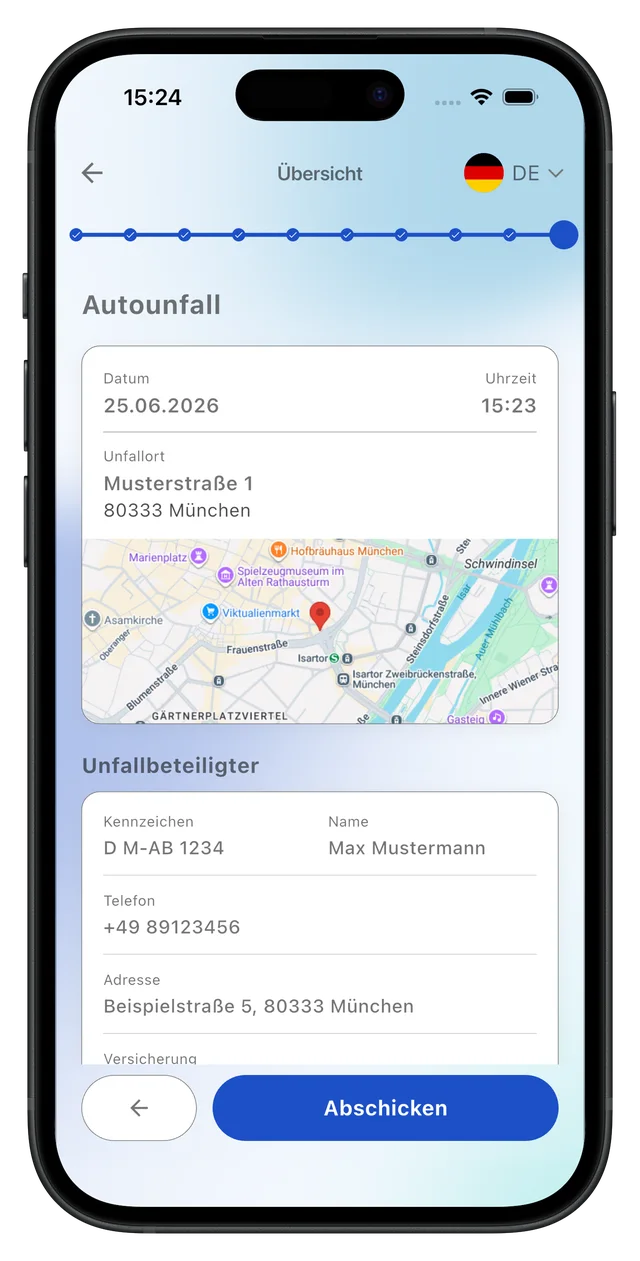 Angaben in der Übersicht prüfen