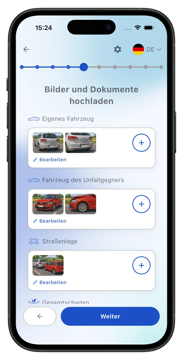 Fotos und Dokumente hinzufügen